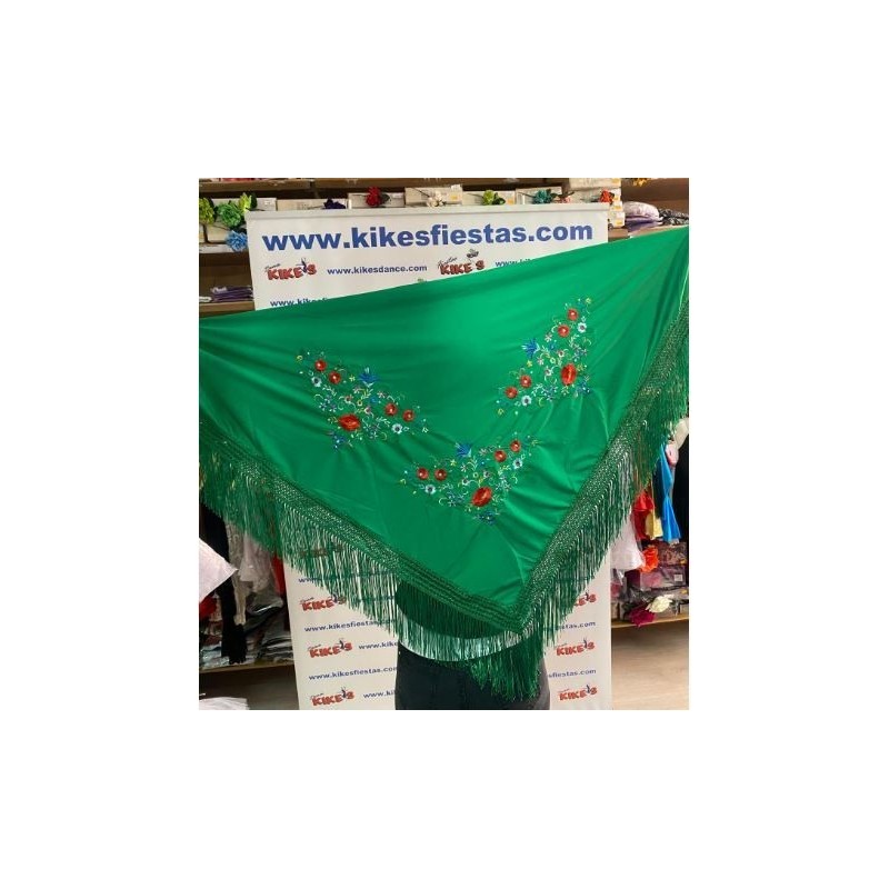 MANTÓN PICO FLAMENCO BORDADO FLORES ADULTO