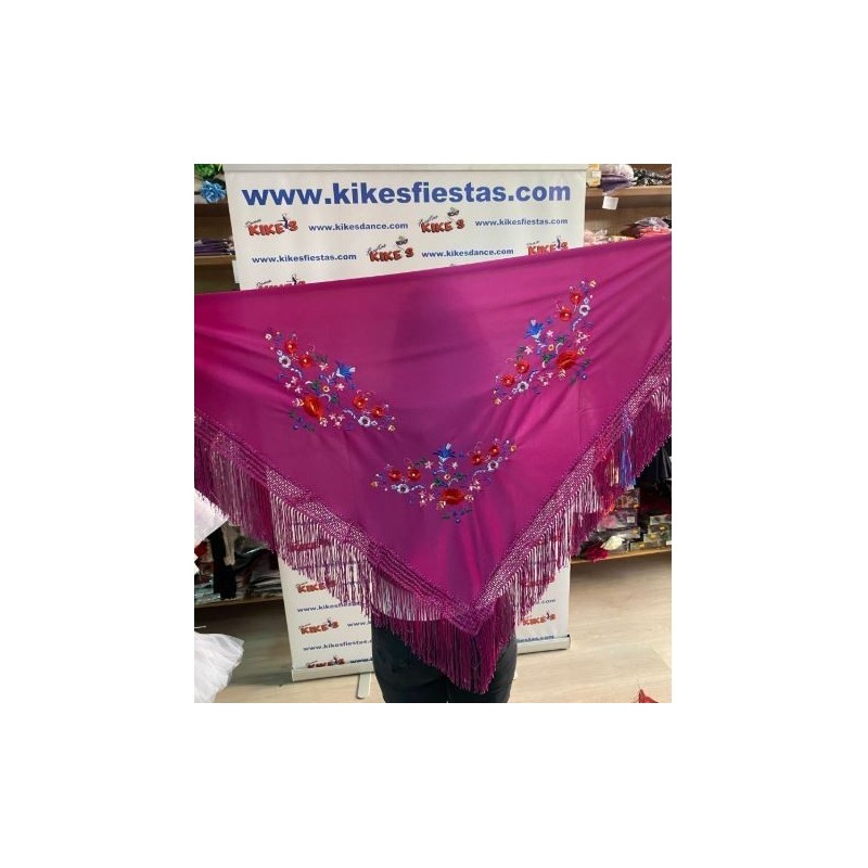 MANTÓN PICO FLAMENCO BORDADO FLORES ADULTO