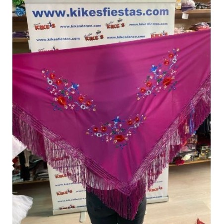 MANTÓN PICO FLAMENCO BORDADO FLORES ADULTO