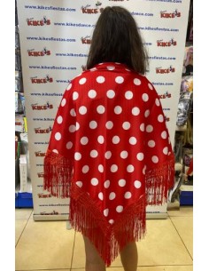 MANTÓN ROJO FLAMENCA LUNARES BLANCOS 2