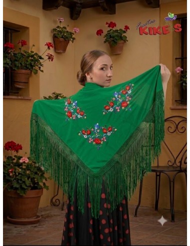 MANTÓN PICO FLAMENCO ESTAMPADO FLORES ADULTO