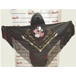 MANTÓN FLAMENCO LISO CON FLECOS
