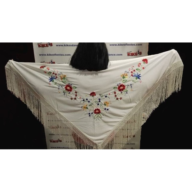 MANTÓN FLAMENCO LISO CON FLECOS