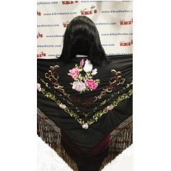 MANTÓN FLAMENCO LISO CON FLECOS 2