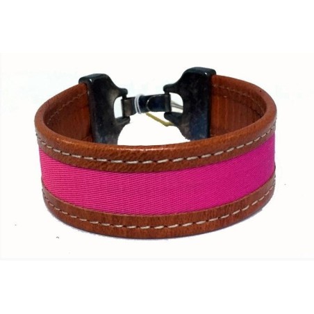 PULSERA CUERO FUCSIA